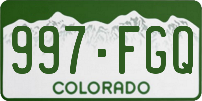 CO license plate 997FGQ