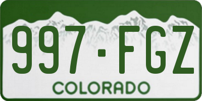 CO license plate 997FGZ