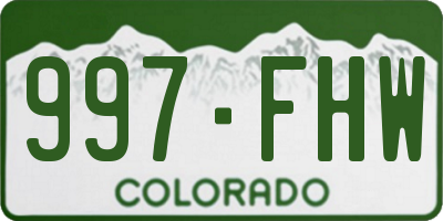 CO license plate 997FHW