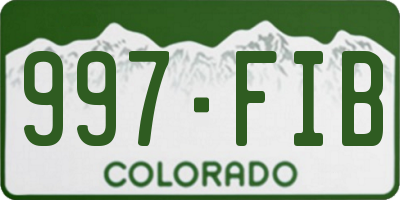 CO license plate 997FIB