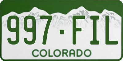 CO license plate 997FIL