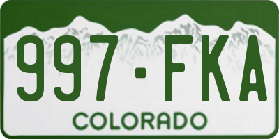 CO license plate 997FKA