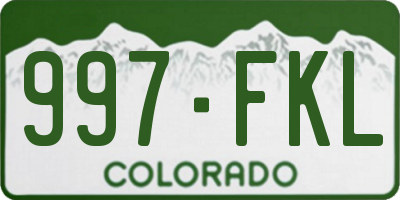 CO license plate 997FKL
