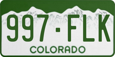 CO license plate 997FLK