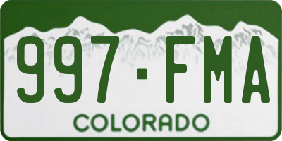CO license plate 997FMA