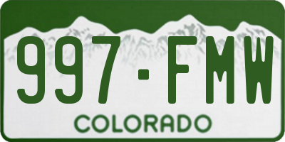 CO license plate 997FMW