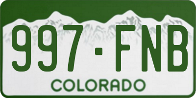 CO license plate 997FNB