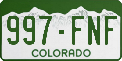 CO license plate 997FNF