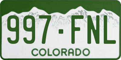 CO license plate 997FNL