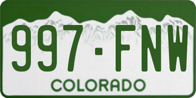 CO license plate 997FNW
