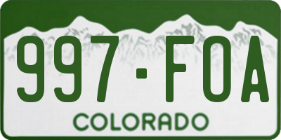 CO license plate 997FOA