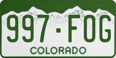 CO license plate 997FOG
