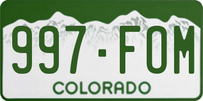 CO license plate 997FOM