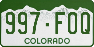 CO license plate 997FOQ