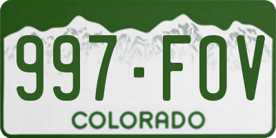 CO license plate 997FOV