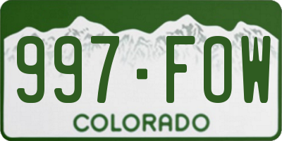 CO license plate 997FOW