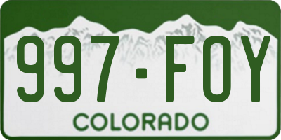 CO license plate 997FOY