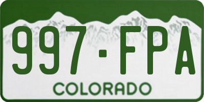 CO license plate 997FPA
