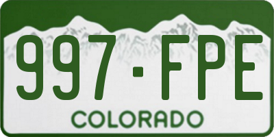 CO license plate 997FPE