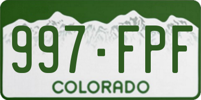 CO license plate 997FPF