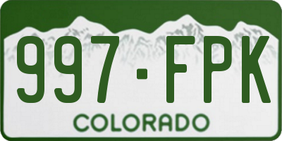 CO license plate 997FPK