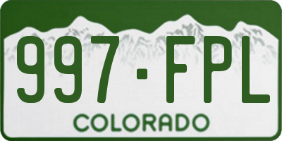 CO license plate 997FPL