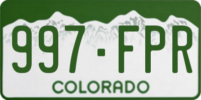 CO license plate 997FPR