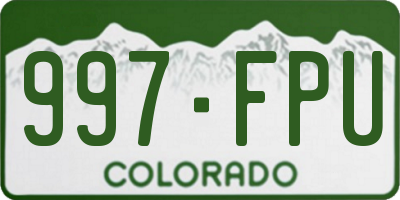 CO license plate 997FPU