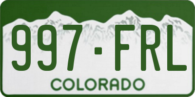CO license plate 997FRL