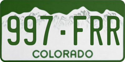 CO license plate 997FRR