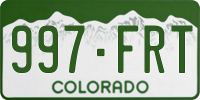 CO license plate 997FRT