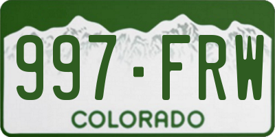 CO license plate 997FRW