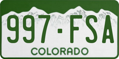CO license plate 997FSA