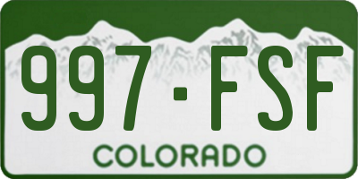 CO license plate 997FSF