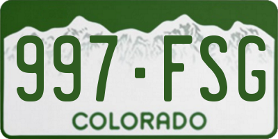 CO license plate 997FSG