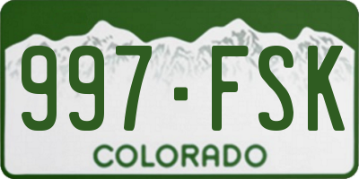 CO license plate 997FSK