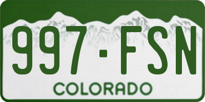 CO license plate 997FSN
