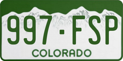 CO license plate 997FSP