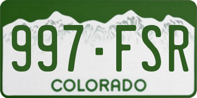 CO license plate 997FSR