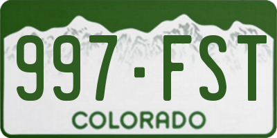 CO license plate 997FST