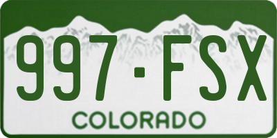 CO license plate 997FSX