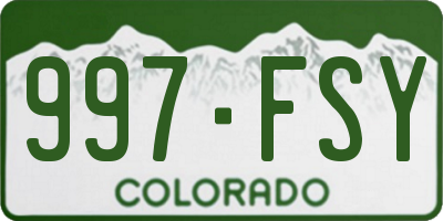 CO license plate 997FSY
