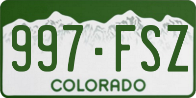 CO license plate 997FSZ