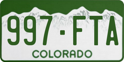 CO license plate 997FTA
