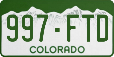 CO license plate 997FTD