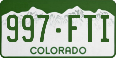 CO license plate 997FTI