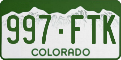 CO license plate 997FTK