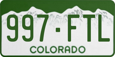 CO license plate 997FTL