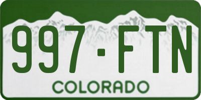 CO license plate 997FTN
