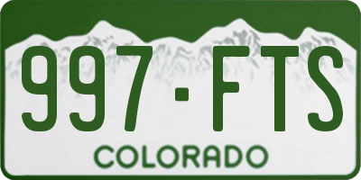 CO license plate 997FTS